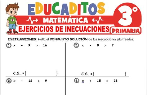 Ejercicios De Inecuaciones Para Tercero De Primaria Actividades 2023