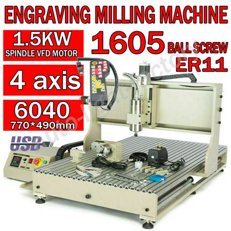 1 5KW 4AXIS Usb Cnc 6040 Router Engraving Wood Drill Milling Machine