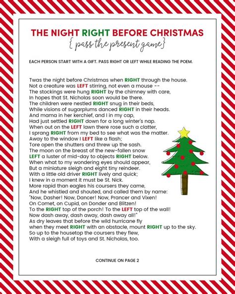 Left Right Game Christmas Printable