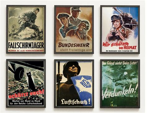 Set 6 Plakate Bundeswehr Fallschirmjäger Luftschutz Poster Panzer A3