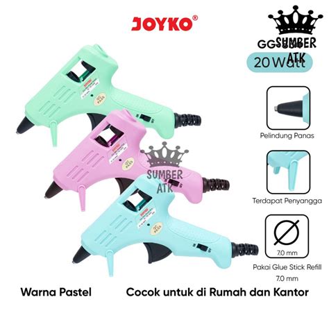 Jual Glue Gun Lem Tembak Joyko GG 854 Pastel Color 20 Watt Shopee