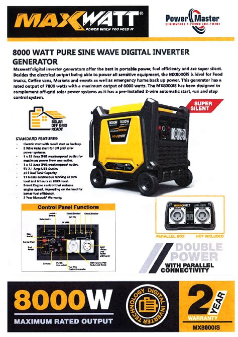 Maxwatt Power Master Generators Mx Is Electric Start Digital