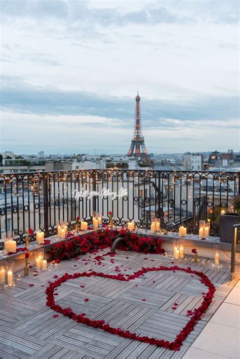 Red Petals Red Flower Candles Fairylights Rooftops Eiffel Tower