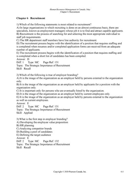 HRM 200 Chapter 6 Practice Materials Chapter 6 Recruitment Chapter 6