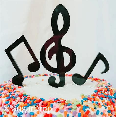 Black Acrylic Music Note Cake Toppers Set Of 3 Designs Etsy