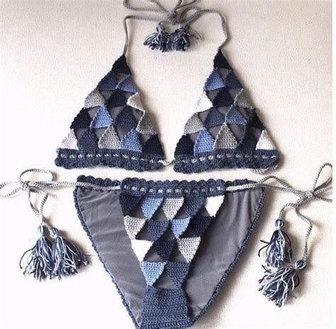 Crochet Swimwear Bikini Triangle Bikini Set Sexy Women Etsy