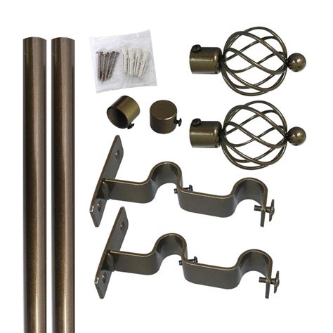 Set Doble Barra Cortina Cm Bronce Mm