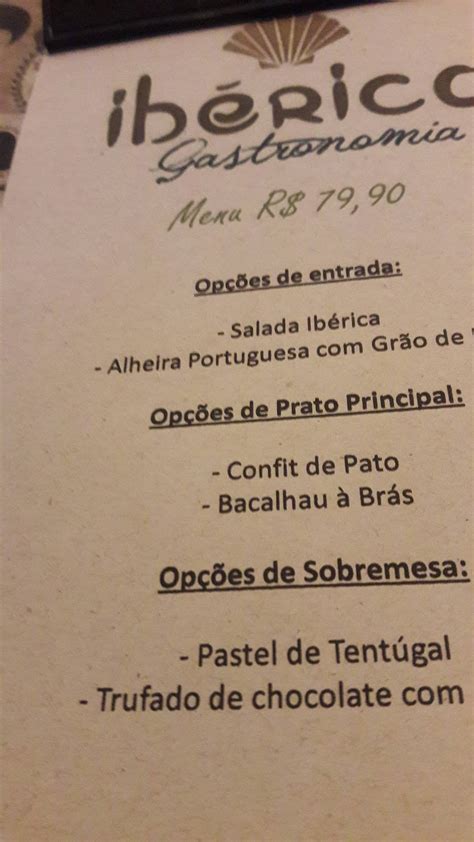 Menu em Ibérico Restaurante Curitiba