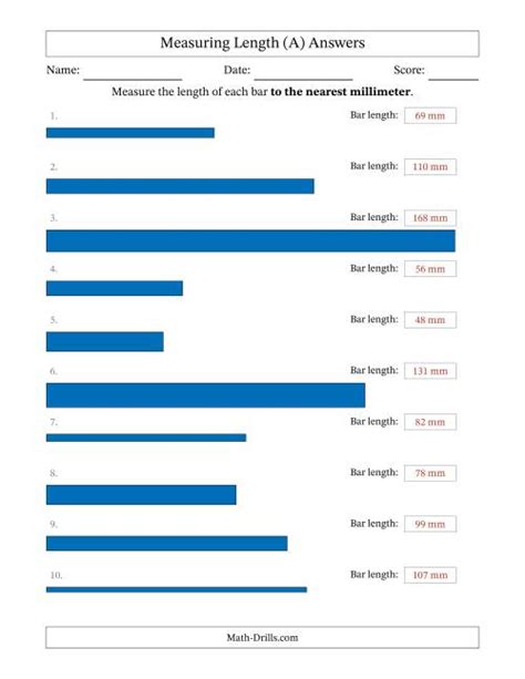 Measuring Length Of Bars To The Nearest Millimeter A Worksheets Library