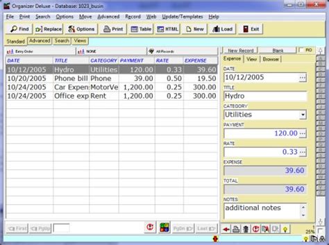 Free Business Expense 1 Database Template For Organizer Advantage Database Manager For Windows