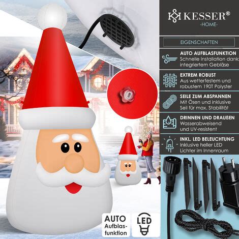 KESSER Aufblasbare Weihnachtsdeko Premium LED Beleuchtung Beleuchtete