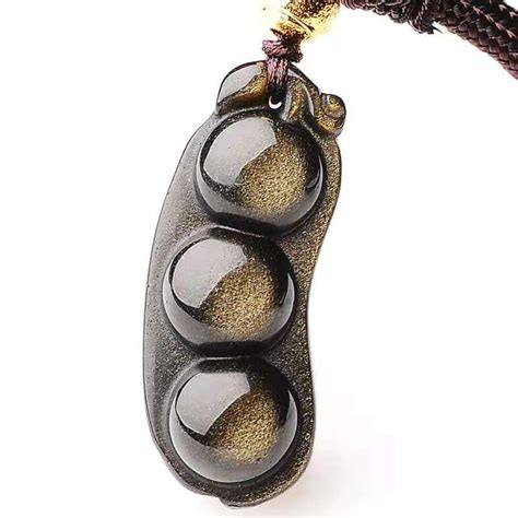 Green Bean Pendant Golden Obsidian Necklace – Taikong Sky