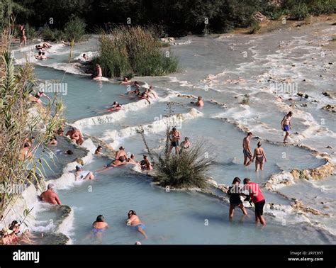 Saturnia Italy September People Are Bathing In The Hot Springs Of Saturnia Therme