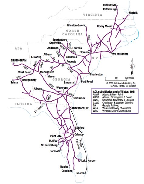 Atlantic Coast Line Railroad Route Map