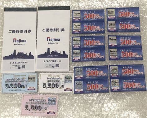 【未使用】【匿名配送】【送料無料】株主優待券1000株分 ノジマ 10割引券50枚（最大50000円分来店ポイント6000円分ネット