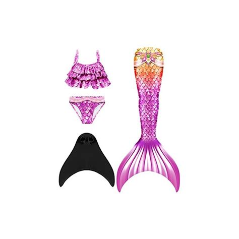 DNFUN Costume Da Bagno A Coda Sirena Bambina Con Pinna Coda Da Sirena Cosplay Costume Con Bikini