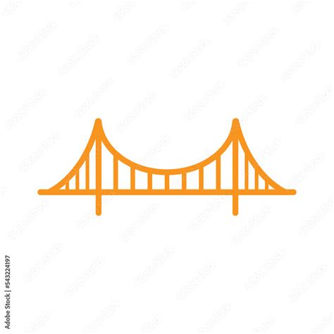 Eps10 Orange Vector Golden Gate Bridge Line Art Icon Isolated On White