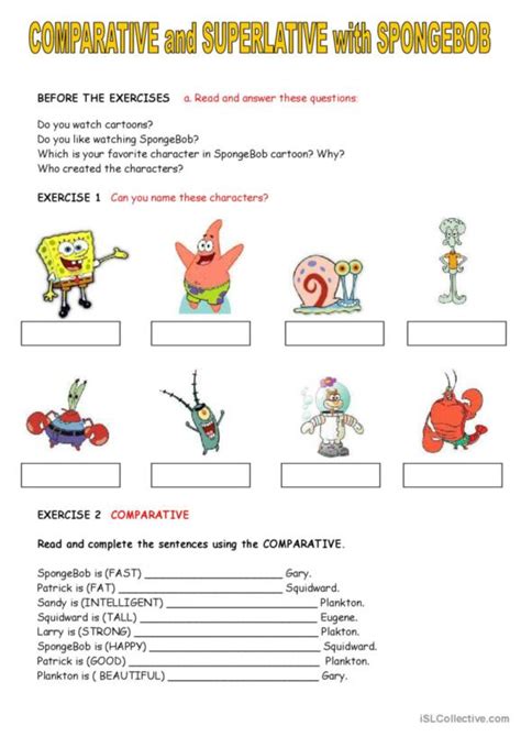 17 Spongebob English Esl Worksheets Pdf And Doc