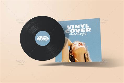 دانلود موکاپ کاور ضبط وینیل و گرامافون Vinyl Record Cover 57232 پی اس