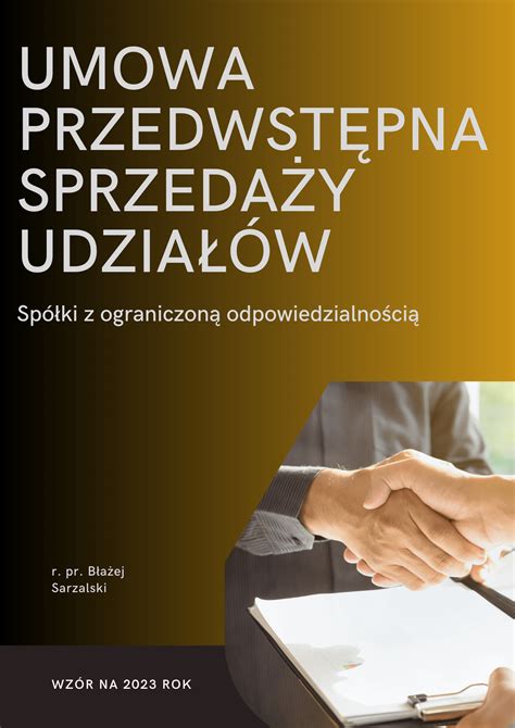 Umowa Przedwst Pna Sprzeda Y Udzia W W Sp Ce Wz R