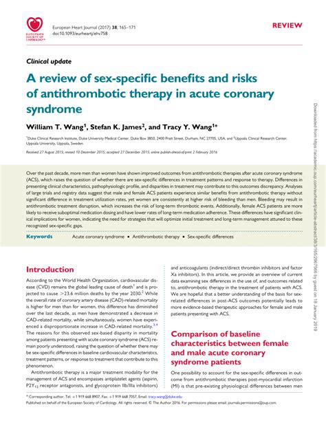 Pdf A Review Of Sex Specific Benefits And Risks Of Antithrombotic