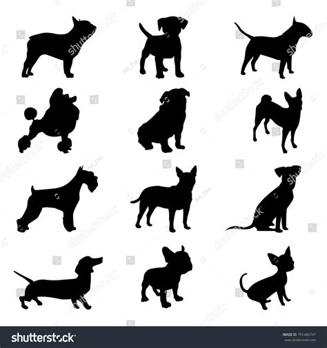 Silhouette Black Dog On Light Background Stock Vector (Royalty Free) 751486747