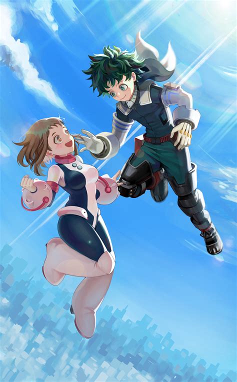 Midoriya Izuku And Uraraka Ochaco Boku No Hero Academia Drawn By