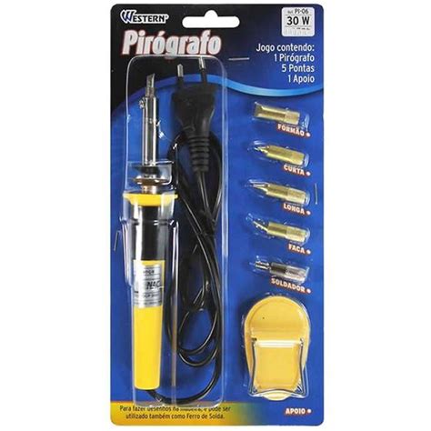 Pirografo Gravador Soldador Grava Madeira Couro Pvc Caneta Gravar