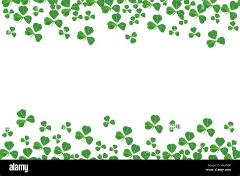 St Patricks Day Double Border Of Shamrocks Over A White Background