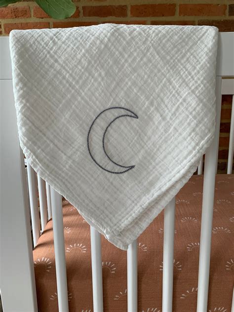 Personalized Muslin Baby Swaddle Blanket Hand Embroidered Etsy