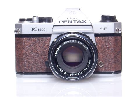 Brown Leather Pentax K1000 SE Vintage 35mm SLR Camera w 50mm