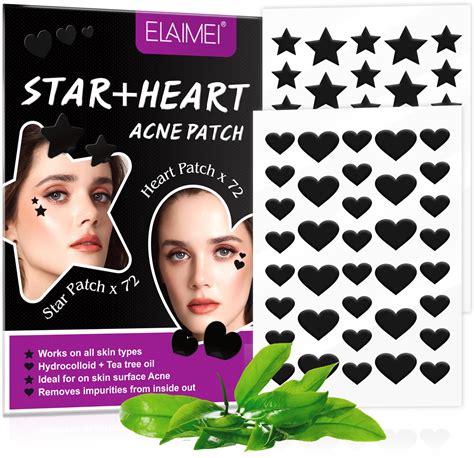 Trianu 144 Count Acne Patch Pimple Patch Black Star And Heart Shaped