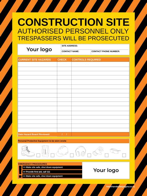 Hazard board blank – customisable - Health and Safety Signs