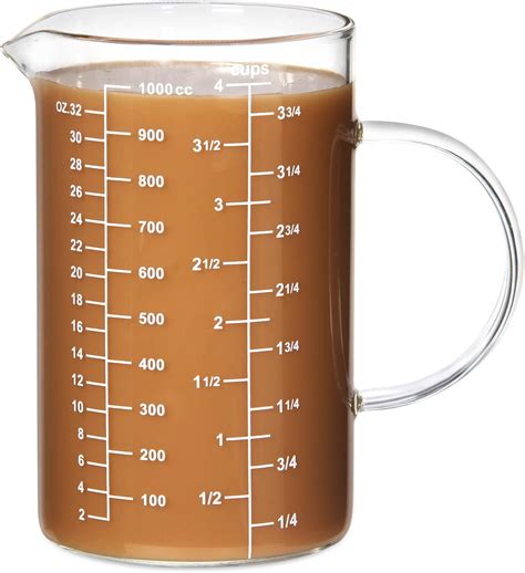 1l Glass Measuring Cups Jugs With Lid Large Measuring Pitcher Beaker Measured Mug