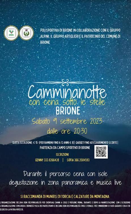 Camminanotte Con Cena Sotto Le Stelle Brione