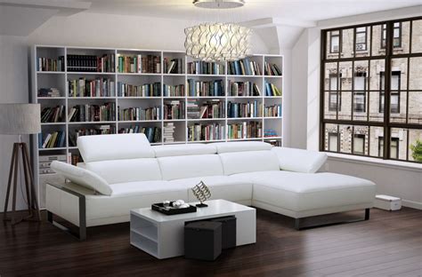 White Contemporary Italian Leather Sectional Sofa Cabinets Matttroy