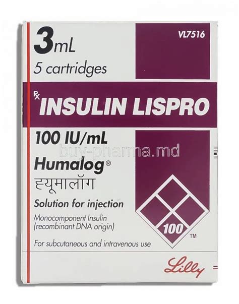 Humalog 100IU Insulin Lispro Injection 100 IU Ml Packaging Type Box