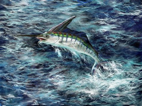 Deep Blue Marlin Painting By Lynne Pittard Fine Art America