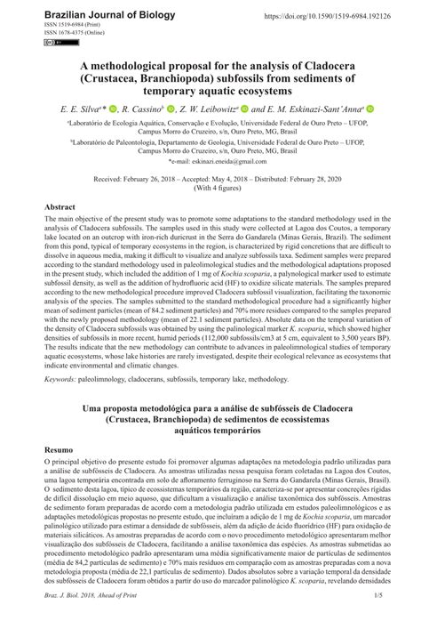 (PDF) A methodological proposal for the analysis of Cladocera (Crustacea, Branchiopoda ...