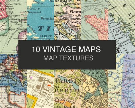 Antique Maps Digital Paper Set. Old Maps Printable Textures. Map ...