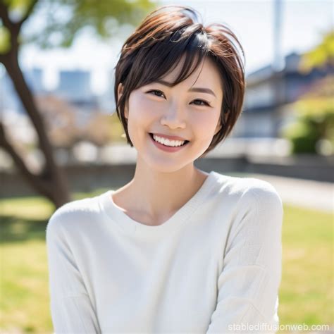 Elegant Japanese Woman With Very Short Brunette Hair Prompts Stable Diffusion Online