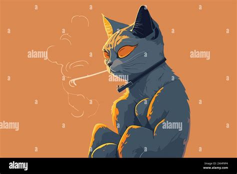 Cat Smoking Vector Illustration Stock Vector Image And Art Alamy