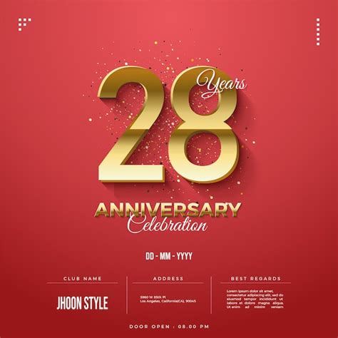 Premium Vector Th Anniversary Party On Delicate Red Background