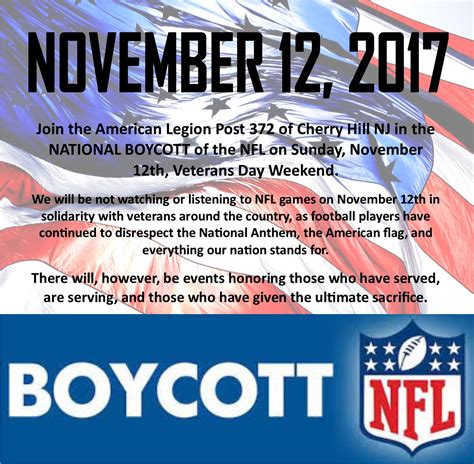 American Legion Post 372 – Boycott of the NFL – November 12, 2017 ...