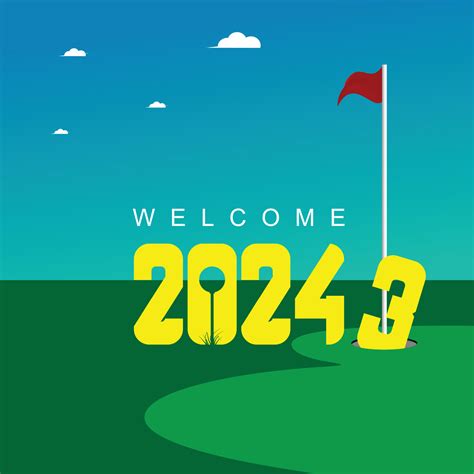 Happy New Year 2024 Greeting Card Vector Design With Golf Course Theme