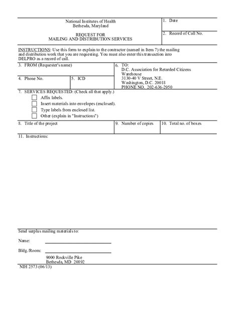 Fillable Online Oma Od Nih Form Nih Request For Mailing And