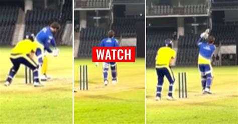 Watch Ms Dhoni Hits Massive Sixes During Csks Practice Session Ahead