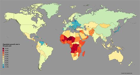 Population growth by country over the past year • Visual Data