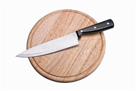 Knife On Wooden Plate Stock Photo Image Of Cutting Isolated 13728224