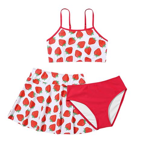 Uayotse Girls Swimsuit Piece Girls Bathing Suit Tropical Floral Bikini Set With Cover Up Skirt